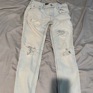 White/ sky blue ripped jeans